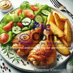 Zwei_Hähnchenkeulen_mit_Kartoffelwedges_und_Salat
